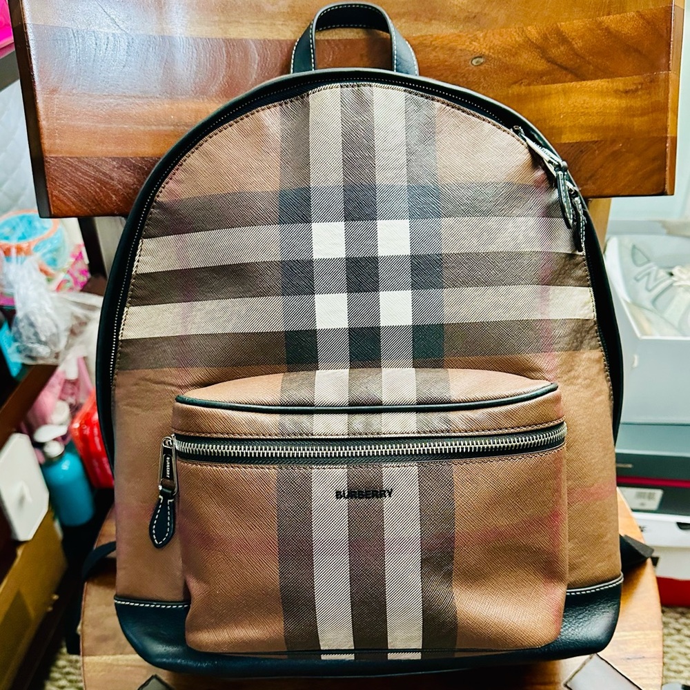 Burberry Brown Checkered Backpack - image 16